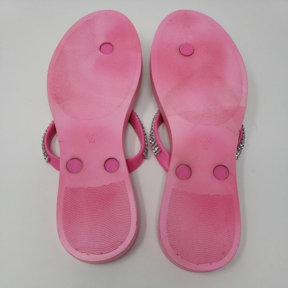 White Line Pink Thong Flip Flop Size 10 - Picture 6 of 6